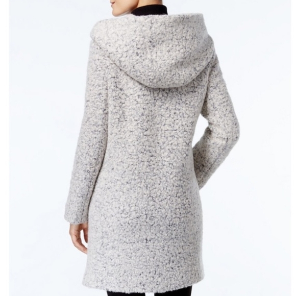 Cole Haan Grey Wool Blend Asymmetrical Walker Long Coat Size 2 - Picture 3 of 17